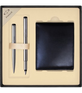 Zestaw Parker Vector Stalowy pióro i długopis z portfelem