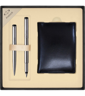 Zestaw Parker Vector Stalowy pióro i długopis z portfelem