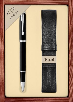 Zestaw pióro kulkowe Parker IM Core Essential Matte Black CT z etui Pagani w ekskluzywnej drewnianej kasetce