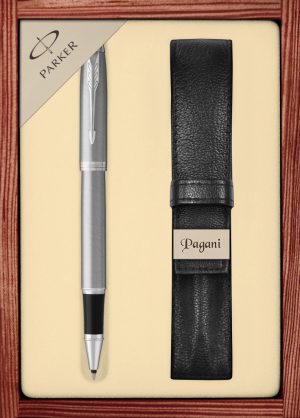 Zestaw pióro kulkowe Parker IM Core Essential Stainless Steel CT z etui Pagani w ekskluzywnej drewnianej kasetce
