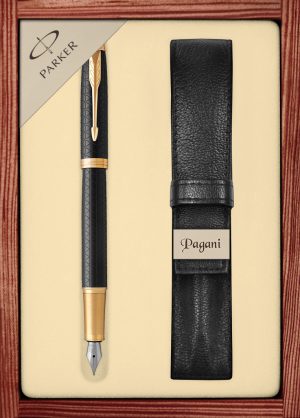 Zestaw pióro wieczne Parker IM Premium z etui Pagani w ekskluzywnej drewnianej kasetce