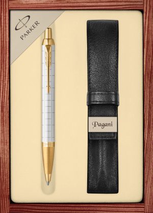 Zestaw długopis Parker IM Premium z etui Pagani w ekskluzywnej drewnianej kasetce