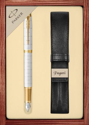Zestaw pióro wieczne Parker IM Premium z etui Pagani w ekskluzywnej drewnianej kasetce