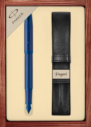 Zestaw pióro wieczne Parker IM Professionals Monochrome z etui Pagani w ekskluzywnej drewnianej kasetce