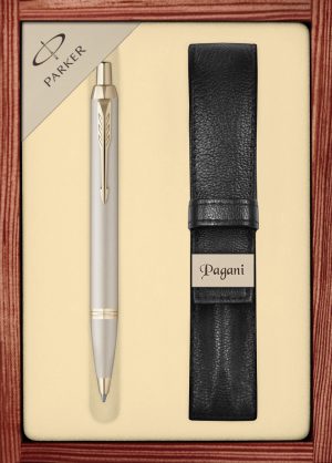 Zestaw długopis Parker IM Professionals Monochrome z etui Pagani w ekskluzywnej drewnianej kasetce