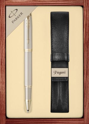 Zestaw pióro kulkowe Parker IM Professionals Monochrome z etui Pagani w ekskluzywnej drewnianej kasetce