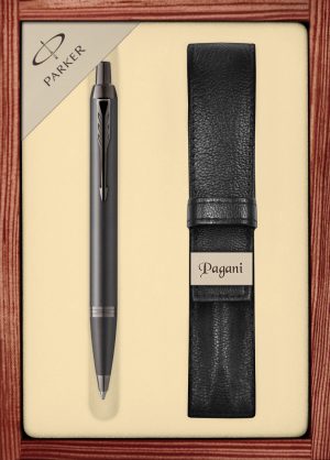 Zestaw długopis Parker IM Professionals Monochrome z etui Pagani w ekskluzywnej drewnianej kasetce