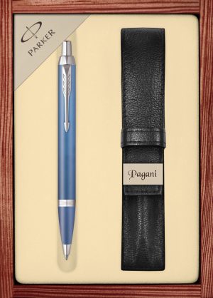 Zestaw długopis Parker IM Writing Rituals Blue z etui Pagani w ekskluzywnej drewnianej kasetce