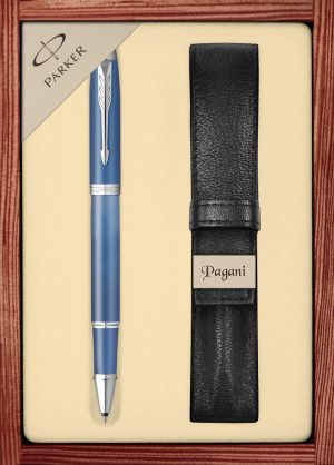 Zestaw pióro kulkowe Parker IM Writing Rituals Blue z etui Pagani w ekskluzywnej drewnianej kasetce