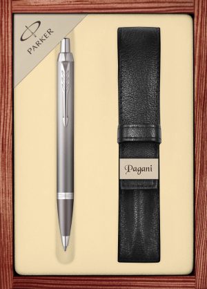 Zestaw długopis Parker IM Writing Rituals Grey z etui Pagani w ekskluzywnej drewnianej kasetce