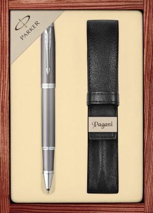 Zestaw pióro kulkowe Parker IM Writing Rituals Grey z etui Pagani w ekskluzywnej drewnianej kasetce