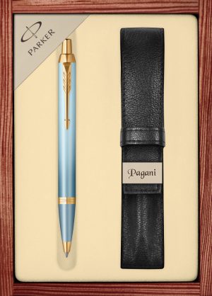 Zestaw długopis Parker IM Writing Rituals Turquoise Green z etui Pagani w ekskluzywnej drewnianej kasetce