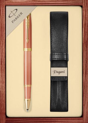 Zestaw pióro kulkowe Parker IM Writing Rituals Orange z etui Pagani w ekskluzywnej drewnianej kasetce