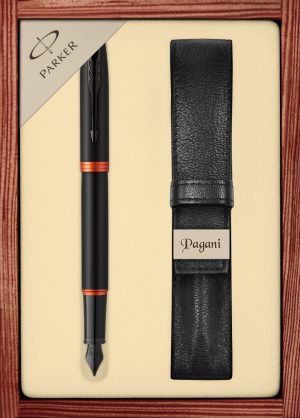Zestaw pióro wieczne Parker IM Professionals Vibrant Rings z etui Pagani w ekskluzywnej drewnianej kasetce