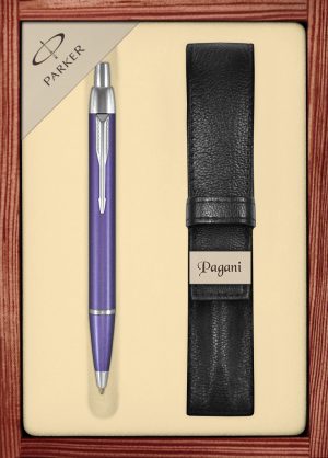 Zestaw długopis Parker IM Fioletowy CT z etui Pagani w ekskluzywnej drewnianej kasetce