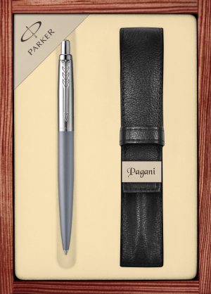 Zestaw długopis Parker Jotter XL Alexandra Matte Grey z etui Pagani w ekskluzywnej kasetce drewnianej