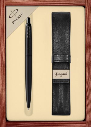 Zestaw długopis Parker Jotter XL Monochrome Black z etui Pagani w ekskluzywnej kasetce drewnianej
