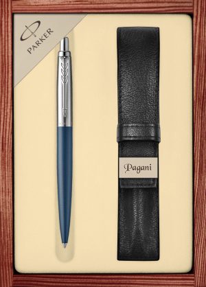 Zestaw długopis Parker Jotter XL Primrose Matte Blue z etui Pagani w ekskluzywnej kasetce drewnianej