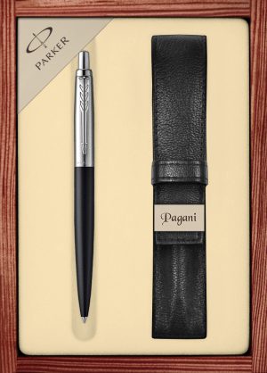 Zestaw długopis Parker Jotter XL Richmond Matte Black z etui Pagani w ekskluzywnej kasetce drewnianej