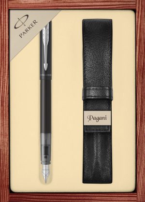Zestaw pióro wieczne Parker Vector XL Black z etui Pagani w ekskluzywnej kasetce drewnianej
