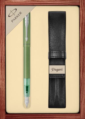 Zestaw pióro wieczne Parker Vector XL Green z etui Pagani w ekskluzywnej kasetce drewnianej