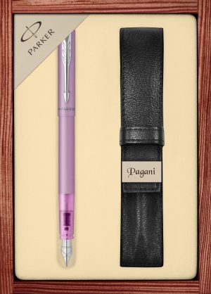 Zestaw pióro wieczne Parker Vector XL Lilac z etui Pagani w ekskluzywnej kasetce drewnianej