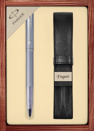 Zestaw pióro kulkowe Parker Vector XL Silver Blue z etui Pagani w ekskluzywnej kasetce drewnianej