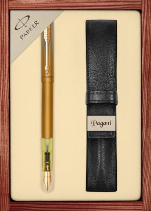 Zestaw pióro wieczne Parker Vector XL Excellent Złoty GT z etui Pagani w ekskluzywnej kasetce drewnianej