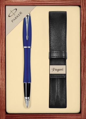 Zestaw pióro wieczne Parker Urban Bay City Blue CT z etui Pagani w ekskluzywnej kasetce drewnianej