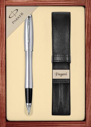 Zestaw pióro wieczne Parker Urban Metro Metallic CT z etui Pagani w ekskluzywnej kasetce drewnianej